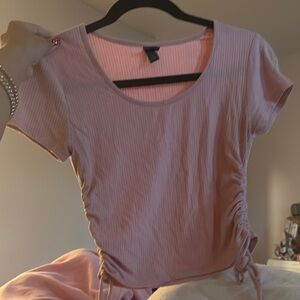 Wild Fable Pink Ruched Crop T-Shirt
